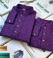Baby & Men's Indian Sequence Reon Chicken  Panjabi ( Purple )